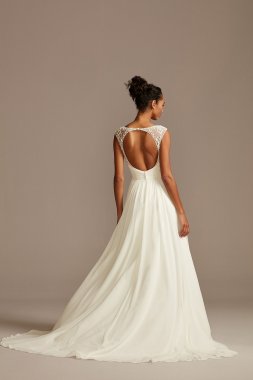 Beaded Keyhole Back Chiffon Wedding Dress David's Bridal WG4003