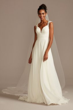 Beaded Keyhole Back Chiffon Wedding Dress David's Bridal WG4003