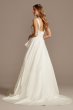 Pleated Satin Asymmetric Tulle Hem Wedding Dress David's Bridal WG4006