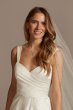 Pleated Satin Asymmetric Tulle Hem Wedding Dress David's Bridal WG4006