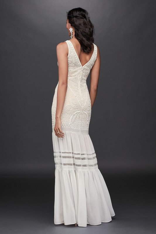 Beaded Chiffon Wedding Dress with Flounce Skirt Galina WGIN59740