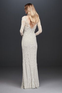 Allover Scroll Beaded Illusion Long Sleeve Gown DB Studio WGIN718