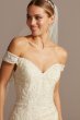 Beaded Lace Off-the-Shoulder Mermaid Wedding Dress Oleg Cassini XTCWG808