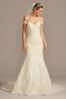 Beaded Lace Off-the-Shoulder Mermaid Wedding Dress Oleg Cassini XTCWG808