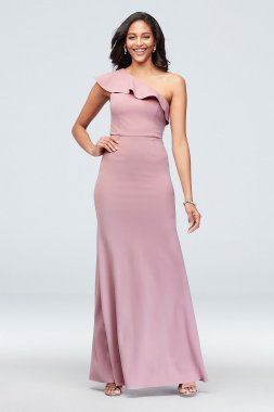 One-Shoulder Ruffled Scuba Crepe Dress DB Studio DS270026