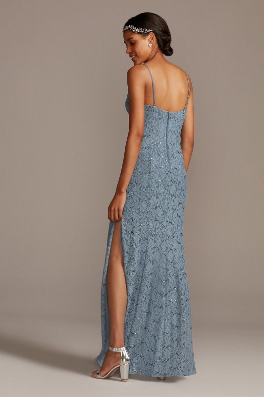 Skinny Strap Sequin Lace Stretch Dress with Slit DB Studio DS270072