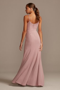 Soft Mesh Halter Bridesmaid Dress with Slim Sash David's Bridal F19533