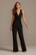 Jersey V-Neck Wrap Front Jumpsuit with Tie Belt DB Studio DS270092