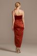 Pleated Bodice Spaghetti Strap Satin Tulip Dress DB Studio DS270104