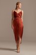 Pleated Bodice Spaghetti Strap Satin Tulip Dress DB Studio DS270104