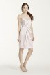 Short Strapless Satin Dress with Pleating David's Bridal F15103