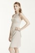 Short High Neck Mesh Dress with Side Cascade David's Bridal F15612