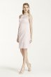 Short High Neck Mesh Dress with Side Cascade David's Bridal F15612