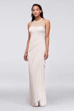 Sleeveless Long Mesh Dress with Illusion Neckline David's Bridal F15662