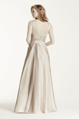 Long Satin Tank Ball Gown David's Bridal F15741