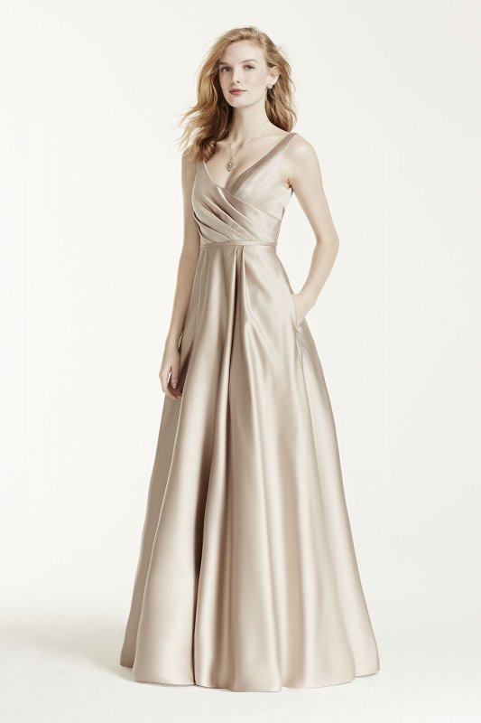 Long Satin Tank Ball Gown David's Bridal F15741