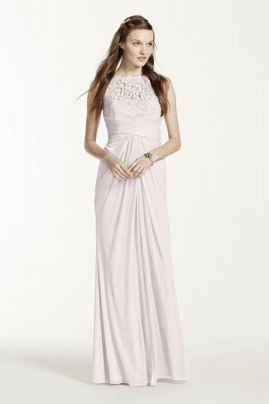 Sleeveless Long Mesh Dress with Corded Lace David's Bridal F15749