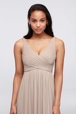 Tank V-Neck Embroidered Soft Net Bridesmaid Dress David's Bridal F20119