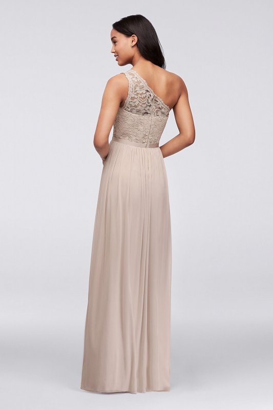 One Shoulder Long Lace Bridesmaid Dress David's Bridal F17063