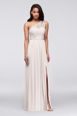 One Shoulder Long Lace Bridesmaid Dress David's Bridal F17063