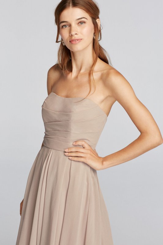 Strapless Pleated Bodice Dress David's Bridal F18028