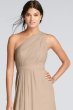 Long One-Shoulder Crinkle Chiffon Dress David's Bridal F18055