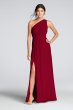 Long One-Shoulder Crinkle Chiffon Dress David's Bridal F18055