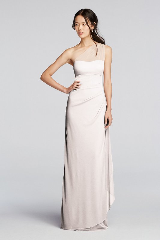 Long Mesh One Shoulder Illusion Dress David's Bridal F19074