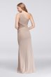 One-Shoulder Mesh Bridesmaid Dress with Lace Inset David's Bridal F19419