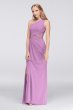 One-Shoulder Mesh Bridesmaid Dress with Lace Inset David's Bridal F19419