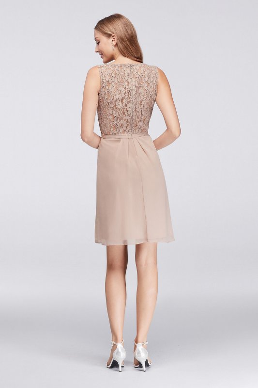 Chiffon V-Neck Dress with Lace Back David's Bridal F19439