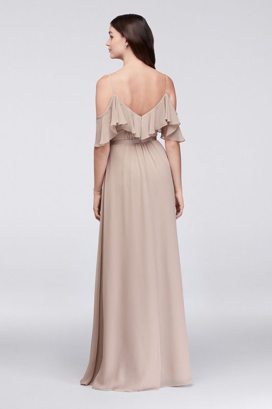 Cold-Shoulder Crinkle Chiffon Bridesmaid Dress David's Bridal F19508