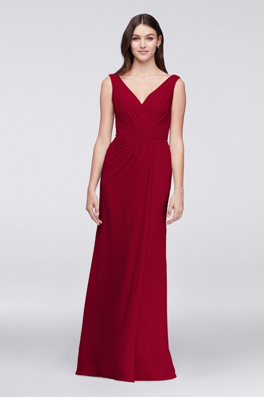 Faux-Wrap Pleated Chiffon Bridesmaid Dress David's Bridal F19585