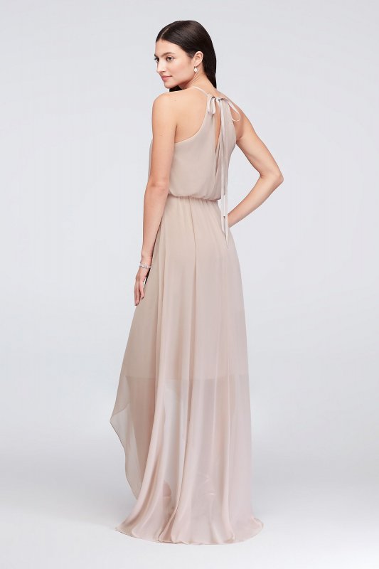 High-Low Chiffon Halter Bridesmaid Dress David's Bridal F19740