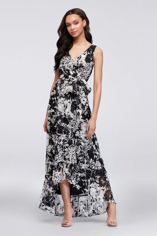 Printed Chiffon Faux-Wrap Bridesmaid Dress David's Bridal F19748P