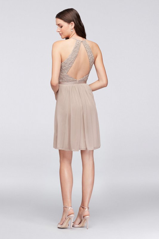 Lace and Mesh Open-Back Short Bridesmaid Dress David's Bridal F19752