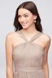 Y-Neck Mesh Short Bridesmaid Dress David's Bridal F19753