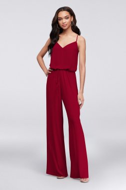 Flowy Wide-Leg Georgette Bridesmaid Jumpsuit David's Bridal F19790