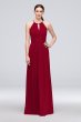 High-Neck Long Mesh Bridesmaid Dress with Keyhole David's Bridal F19888