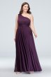 One-Shoulder Mesh Bridesmaid Dress with Full Skirt David's Bridal F19932