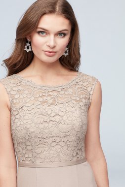 Long Mesh Dress with Cowl Back Detail David's Bridal F15933