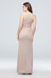 High-Neck Mesh Bridesmaid Dress with Lace Inset David's Bridal F19985