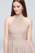 Tie Mock-Neck Ruched Georgette Bridesmaid Dress David's Bridal F19997