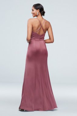 Short Satin Bridesmaid Dress with Tank Straps David's Bridal W10837