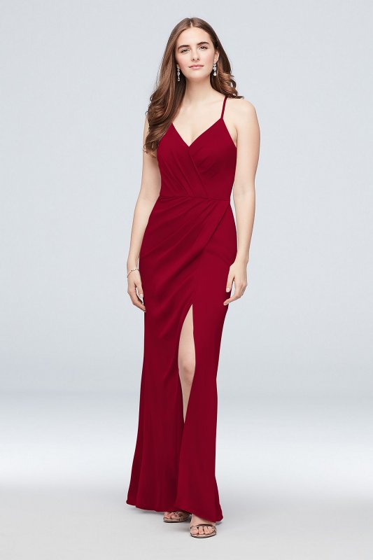 Spaghetti Strap Crepe-Back Satin Bridesmaid Dress David's Bridal F20009