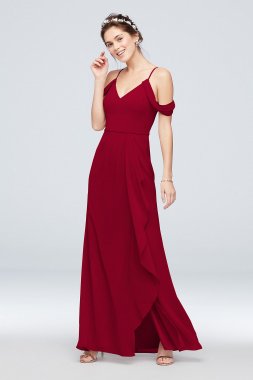 Off-the-Shoulder Bridesmaid Dress with Cascade David's Bridal F20010