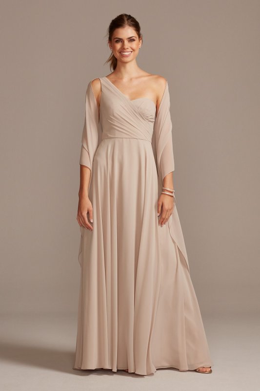 Full Skirt Bridesmaid Dress with One Shoulder David's Bridal F20062