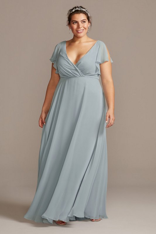 Flutter Sleeve Full Skirt Bridesmaid Dress David's Bridal F20065