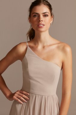 Long Mesh Dress with Cowl Back Detail David's Bridal F15933