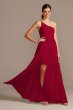 One-Shoulder Chiffon Overskirt Bridesmaid Dress David's Bridal F20078